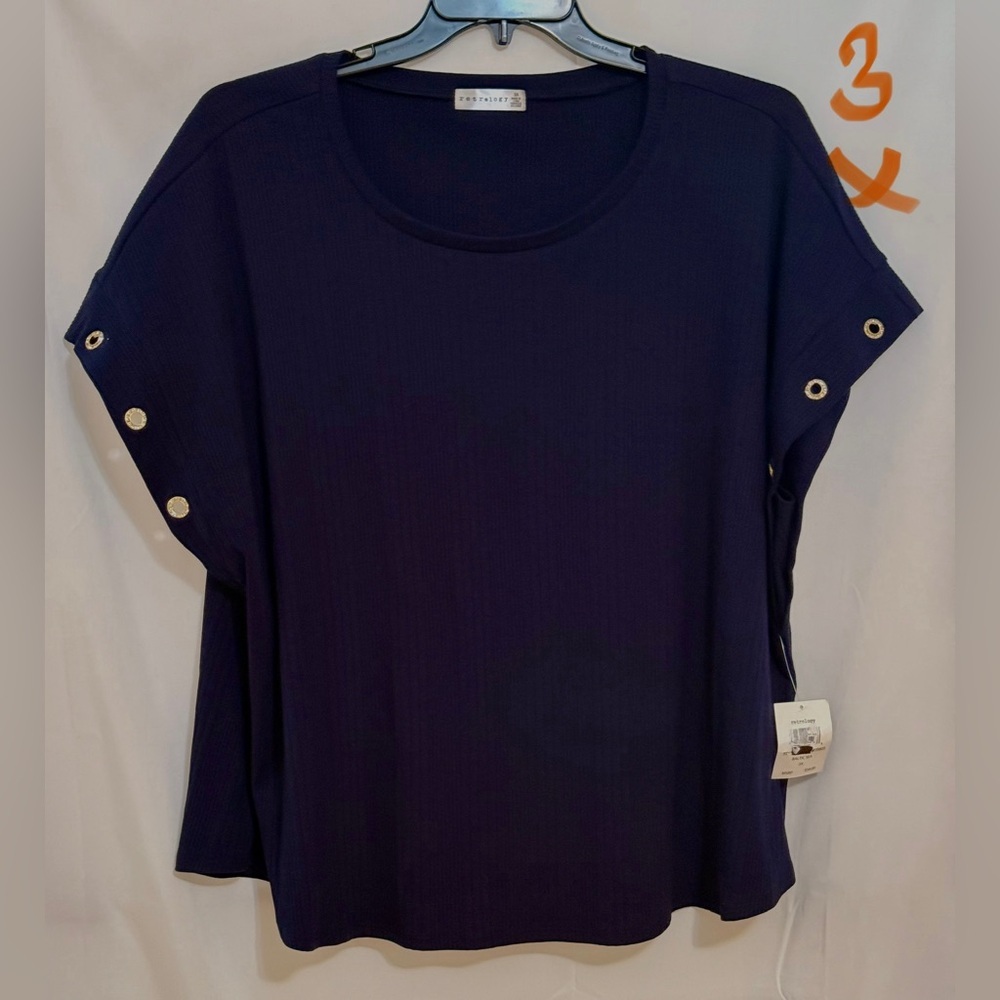 Blue Boxy Dolman Sleeve T-Shirt